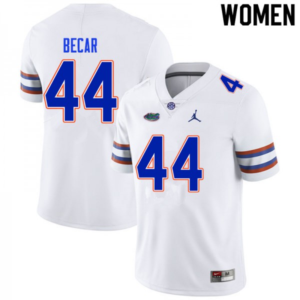 Women #44 Brandon Becar Florida Gators College Football Jerseys White